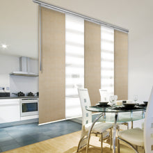 Load image into Gallery viewer, 5-Panel Single Rail Panel Track Blind Extendable 58"-110"W x 91.4"H, Panel width 23.5", Macadamia, Marisol