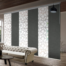 Load image into Gallery viewer, 6-Panel Single Rail Panel Track Blind Extendable 70"-130"W x 91.4"H, Panel width 23.5", Shattered, Smoke