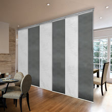 Load image into Gallery viewer, 6-Panel Single Rail Panel Track Blind Extendable 70"-130"W x 91.4"H, Panel width 23.5", Lotus, Dove