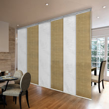 Load image into Gallery viewer, 6-Panel Single Rail Panel Track Blind Extendable 70"-130"W x 91.4"H, Panel width 23.5", Lotus, Canary