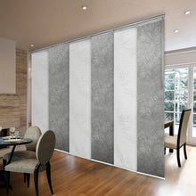Load image into Gallery viewer, 6-Panel Single Rail Panel Track Blind Extendable 70"-130"W x 91.4"H, Panel width 23.5", Lotus, Carolyn