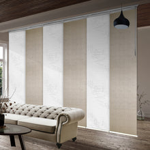 Load image into Gallery viewer, 6-Panel Single Rail Panel Track Blind Extendable 70"-130"W x 91.4"H, Panel width 23.5", Lotus, Iris