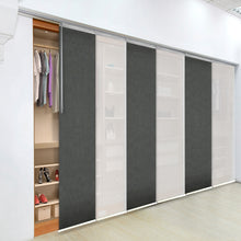 Load image into Gallery viewer, 6-Panel Single Rail Panel Track Blind Extendable 70"-130"W x 91.4"H, Panel width 23.5", Winter, Smoke