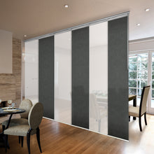 Load image into Gallery viewer, 6-Panel Single Rail Panel Track Blind Extendable 70"-130"W x 91.4"H, Panel width 23.5", Winter, Smoke