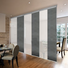 Load image into Gallery viewer, 6-Panel Single Rail Panel Track Blind Extendable 70"-130"W x 91.4"H, Panel width 23.5", Winter, Dove