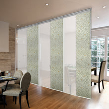 Load image into Gallery viewer, 6-Panel Single Rail Panel Track Blind Extendable 70"-130"W x 91.4"H, Panel width 23.5", Winter, Camellia