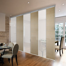 Load image into Gallery viewer, 6-Panel Single Rail Panel Track Blind Extendable 70"-130"W x 91.4"H, Panel width 23.5", Winter, Marisol