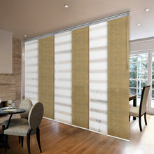 Load image into Gallery viewer, 6-Panel Single Rail Panel Track Blind Extendable 70"-130"W x 91.4"H, Panel width 23.5", Macadamia, Canary
