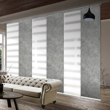 Load image into Gallery viewer, 6-Panel Single Rail Panel Track Blind Extendable 70"-130"W x 91.4"H, Panel width 23.5", Macadamia, Carolyn