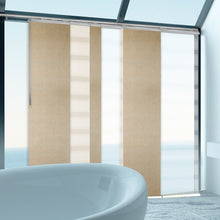 Load image into Gallery viewer, 6-Panel Single Rail Panel Track Blind Extendable 70"-130"W x 91.4"H, Panel width 23.5", Macadamia, Marisol