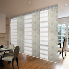 Load image into Gallery viewer, 6-Panel Single Rail Panel Track Blind Extendable 70"-130"W x 91.4"H, Panel width 23.5", Macadamia, Abelia