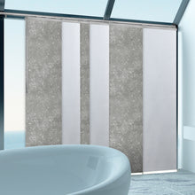 Load image into Gallery viewer, 6-Panel Single Rail Panel Track Blind Extendable 70"-130"W x 91.4"H, Panel width 23.5", Embroidered Cadet, Carolyn