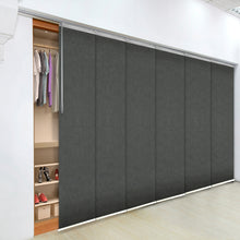 Load image into Gallery viewer, Smoke 6-Panel Single Rail Panel Track 70"-130"W x 91.4"H, Panel width 23.5" - 70% LIGHT-FILTERING