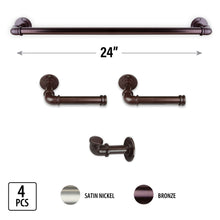 Load image into Gallery viewer, Industrial Pipe Design 4-Piece Bathroom Accessories Set