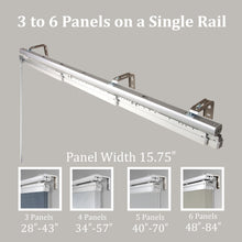 Load image into Gallery viewer, Laci White 3-Panel Single Rail Panel Track Extendable 28&quot;-43&quot;W x 91.4&quot;H, Panel width 15.75&quot; - 100% BLACKOUT
