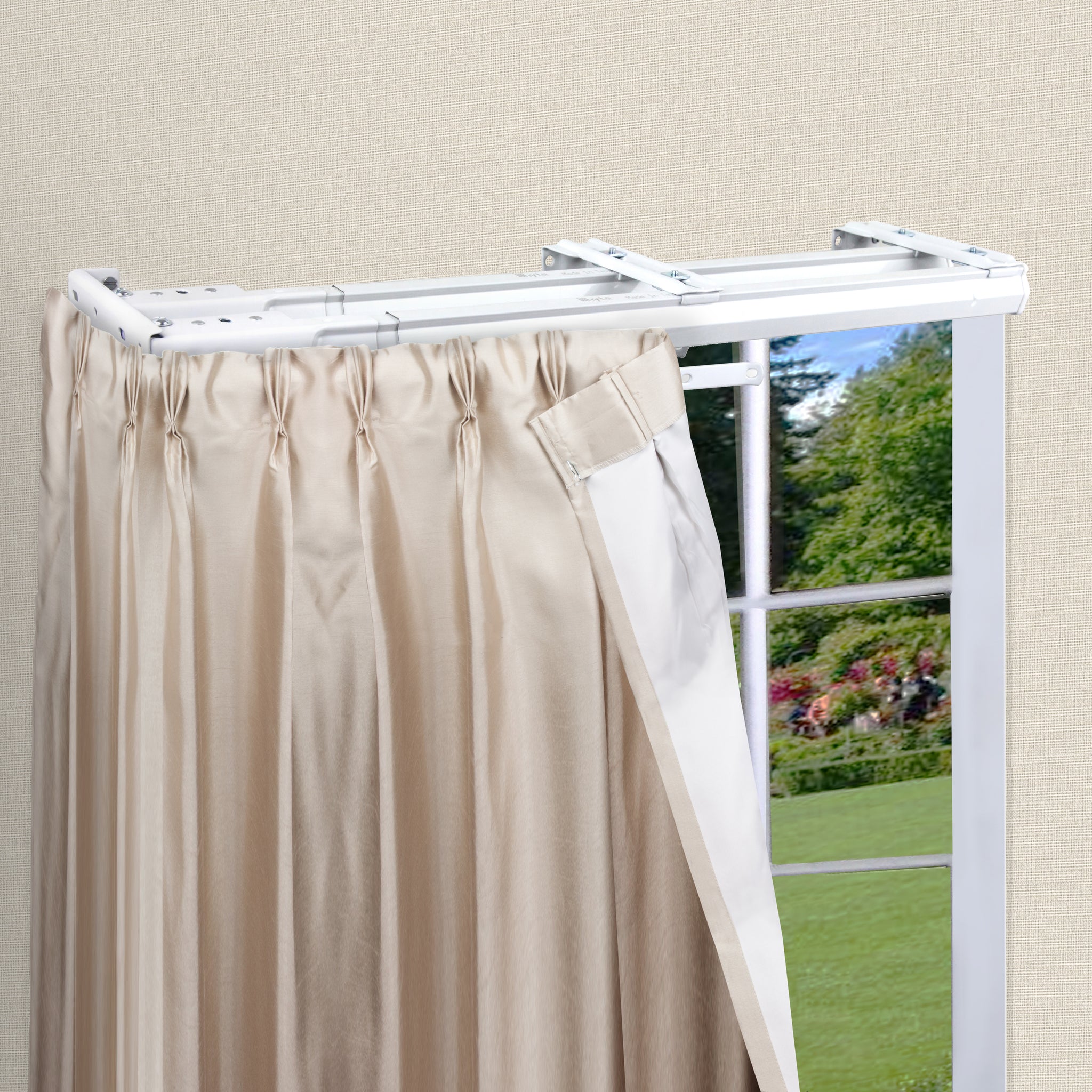 Double Traverse Rod And Drapes Heavy Duty Double Traverse Rod
