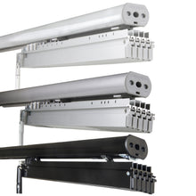 Load image into Gallery viewer, Laci White 5-Panel Single Rail Panel Track 58"-110"W, Panel width 23.5" - 100% BLACKOUT
