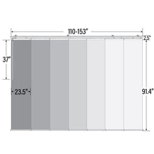 Load image into Gallery viewer, 7-Panel Single Rail Panel Track Extendable 110&quot;-153&quot;W x 91.4&quot;H, Panel width 23.5&quot;, Whirl White, Canary
