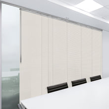 Load image into Gallery viewer, Meshed Taupe 7-Panel Single Rail Panel Track 110&quot;-153&quot;W, Panel width 23.5&quot; - 60% LIGHT-FILTERING
