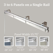 Load image into Gallery viewer, Woven Gray 3-Panel Single Rail Panel Track Extendable 28&quot;-43&quot;W x 91.4&quot;H, Panel width 15.75&quot; - 70% LIGHT-FILTERING
