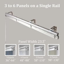 Load image into Gallery viewer, 3-Panel Single Rail Panel Track Blind Extendable 36&quot;-66&quot;W x 91.4&quot;H, Panel width 23.5&quot;, Shattered, Cornsilk
