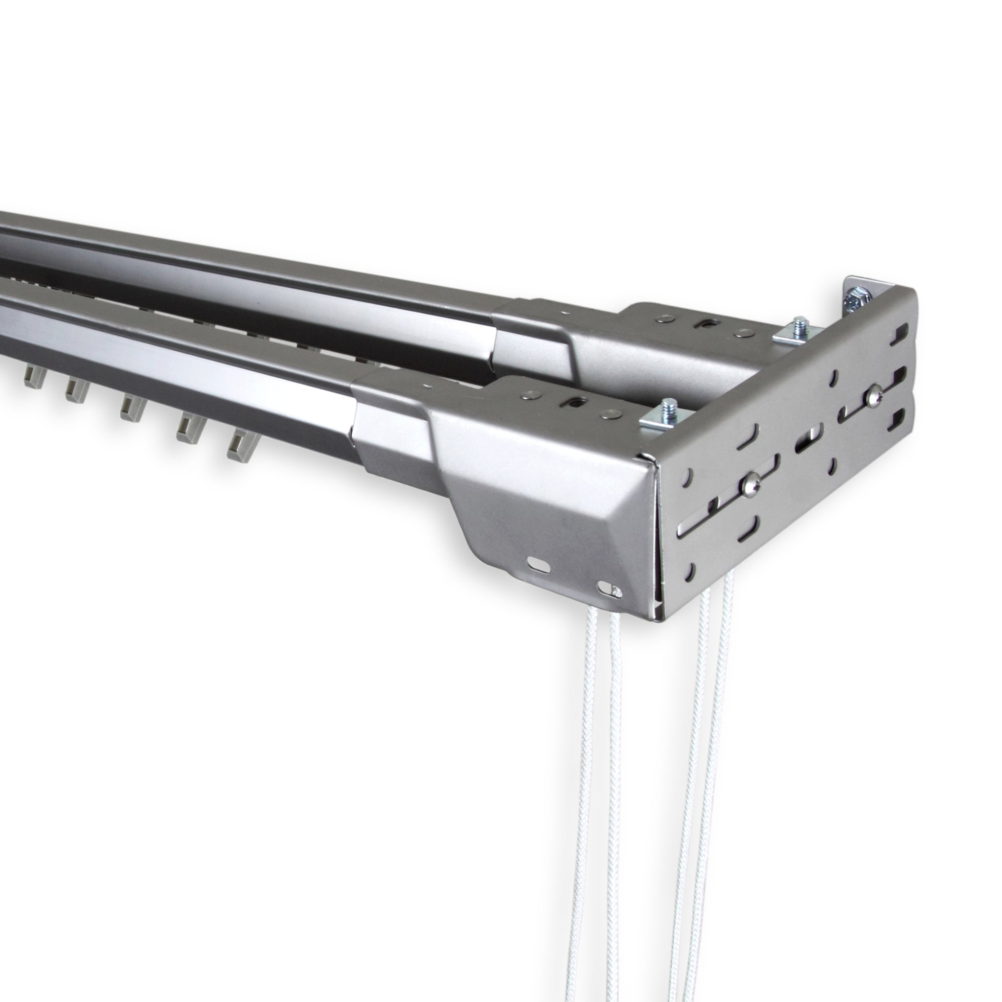 Heavy Duty Double Traverse Rod | Center-Open Silver, image size:2048x2048