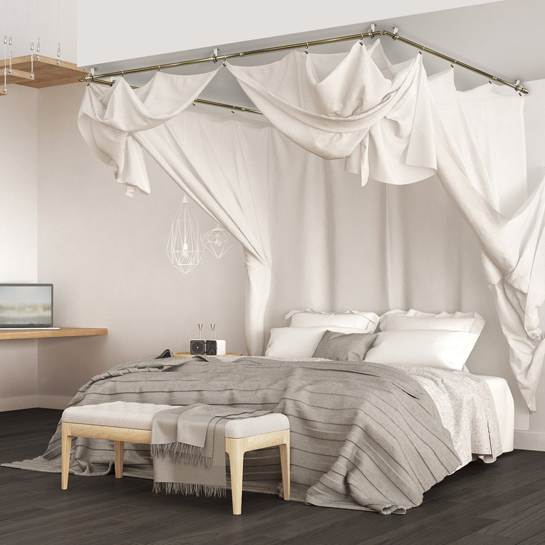 Harley Multi-angle 3-sided Room Divider/Bedroom Canopy/Ceiling Adjustable Rod