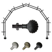 Load image into Gallery viewer, Scallop 13/16&quot; 6-Sided Double Bay Curtain Rod
