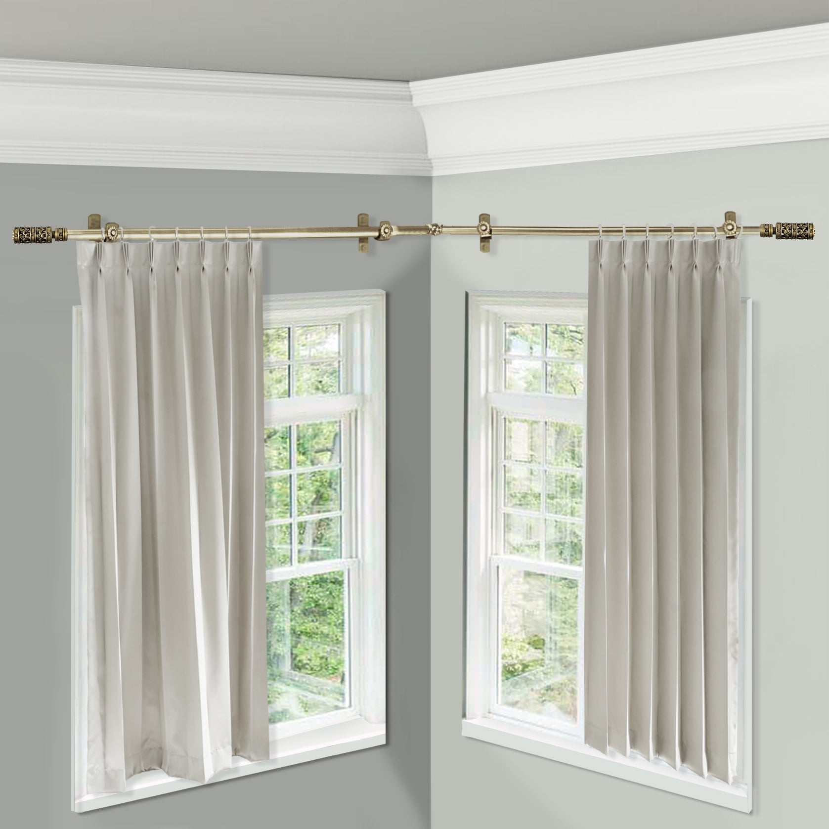 L Shaped Window Curtain Rod L Shaped Curved Curtain Tracks | Vinnken