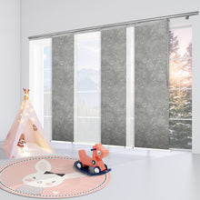 Load image into Gallery viewer, 6-Panel Single Rail Panel Track Blind Extendable 70&quot;-130&quot;W x 91.4&quot;H, Panel width 23.5&quot;, Winter, Carolyn

