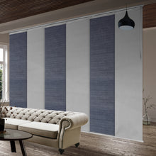 Load image into Gallery viewer, 6-Panel Single Rail Panel Track Blind Extendable 70&quot;-130&quot;W x 91.4&quot;H, Panel width 23.5&quot;, Spruce, Embroidered Cadet
