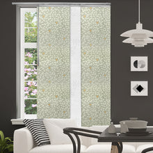 Load image into Gallery viewer, 3-Panel Single Rail Panel Track Blind Extendable 36&quot;-66&quot;W x 91.4&quot;H, Panel width 23.5&quot;, Lotus, Camellia
