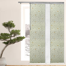 Load image into Gallery viewer, 3-Panel Single Rail Panel Track Blind Extendable 36&quot;-66&quot;W x 91.4&quot;H, Panel width 23.5&quot;, Lotus, Camellia
