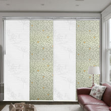 Load image into Gallery viewer, 4-Panel Single Rail Panel Track Blind Extendable 48&quot;-88&quot;W x 91.4&quot;H, Panel width 23.5&quot;, Lotus, Camellia
