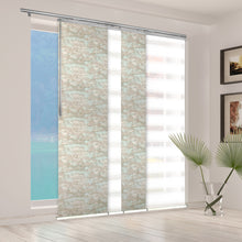 Load image into Gallery viewer, 4-Panel Single Rail Panel Track Blind Extendable 48&quot;-88&quot;W x 91.4&quot;H, Panel width 23.5&quot;, Macadamia, Abelia
