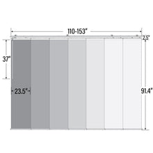 Load image into Gallery viewer, 7-Panel Single Rail Panel Track Extendable 110&quot;-153&quot;W x 91.4&quot;H, Panel width 23.5&quot;, Macadamia, Carolyn
